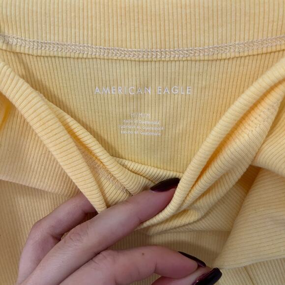 American Eagle Yellow Ribbed Crop Top Tank Size Medium - Picture 3 of 5